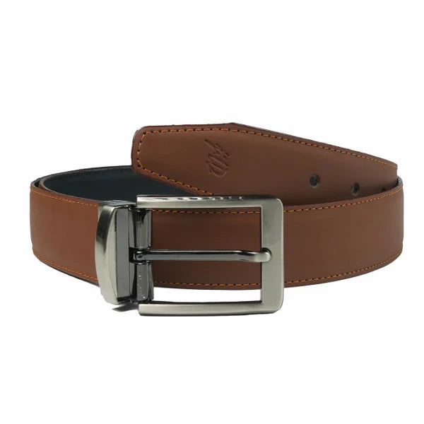 Men’s Leather Belt – Double-Sided Laminated Belt with Silver Buckle – 2-in-1 Formal & Casual Accessory