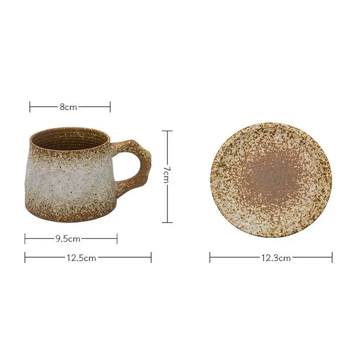 Handmade Stoneware Coffee Cup and Saucer Set Ceramic Tea Mug