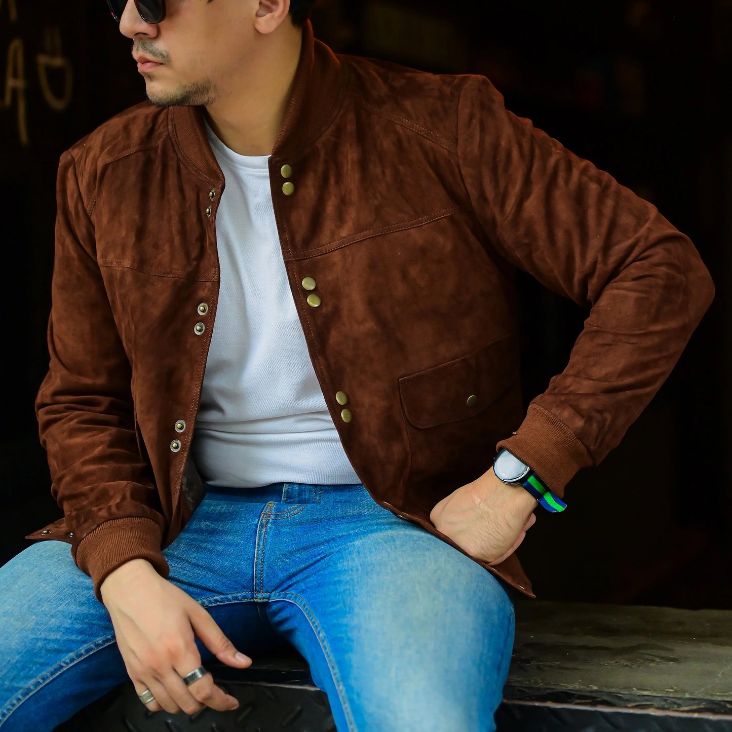 Real leather Jacket Handmade Jacket Bomber Jacket Men jacket Motorcycle jacket foe men