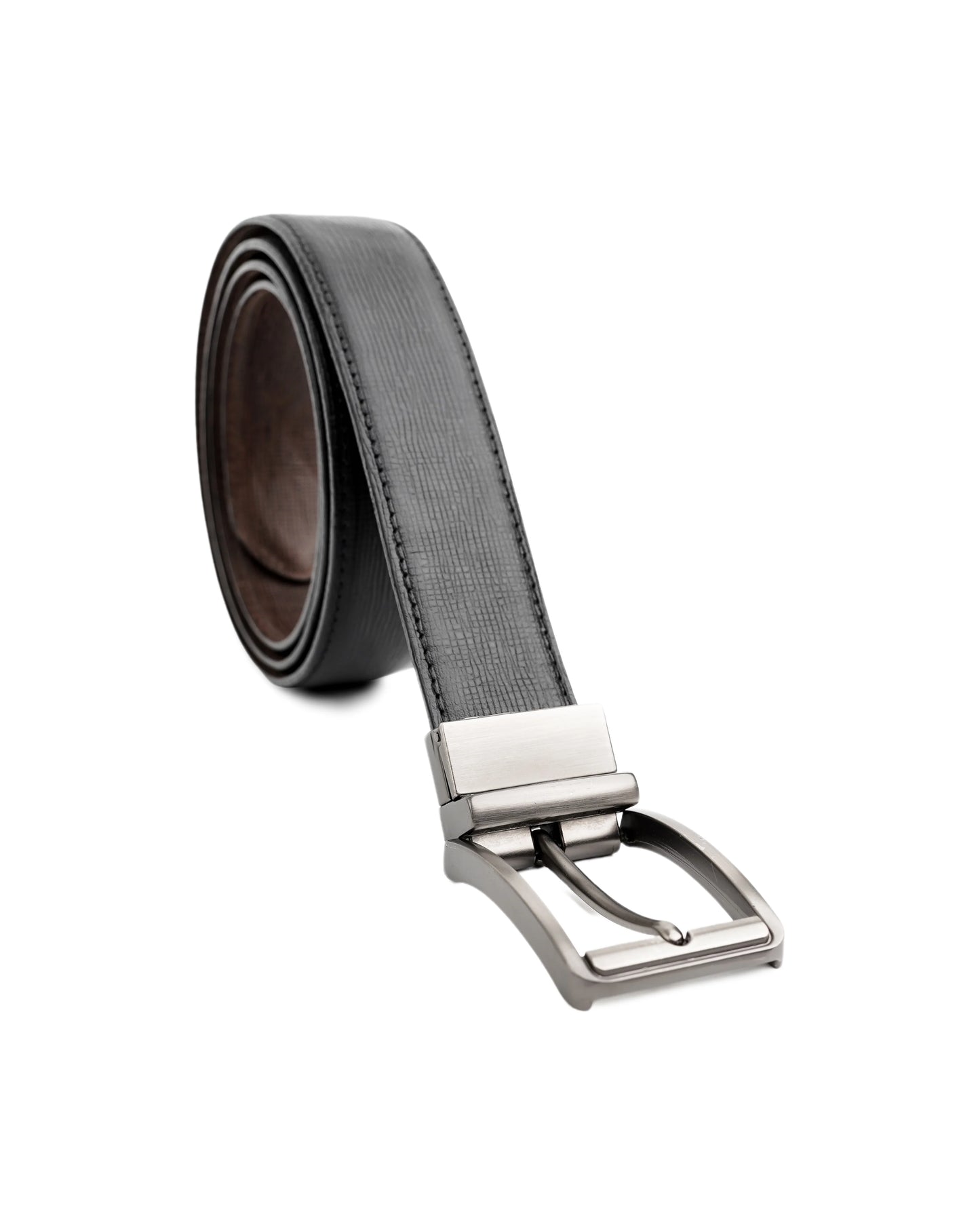 Men’s Premium Leather Belt | Reversible Black & Brown with Silver Buckle