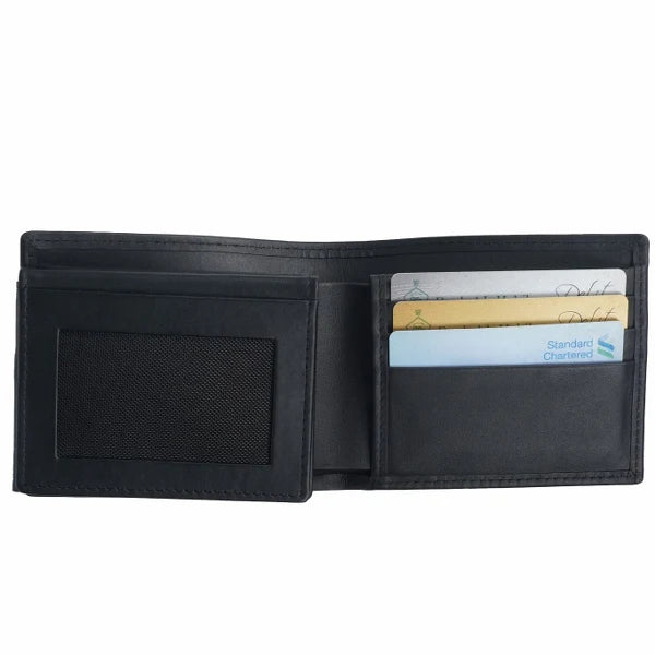 Multi Fold Natural Cowhide Leather Men’s Wallet – Slim Bifold Card & Cash Holder  Black or Dark Brown