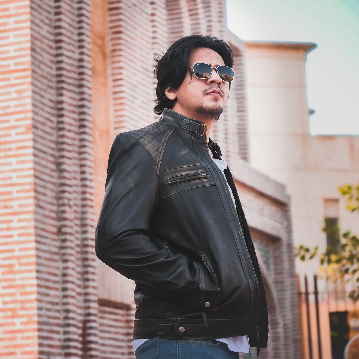 Handmade jacket Black  Casual Biker Style Jacket Men Leather Jacket