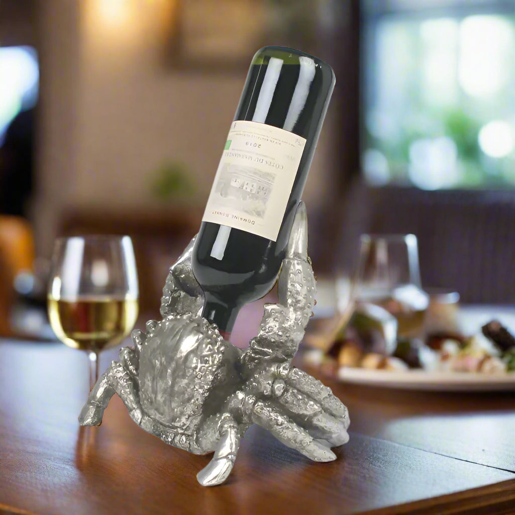 Silver Crab Wine Bottle Holder