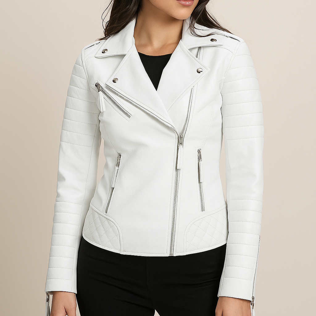 Real Leather Jacket handmade jackets Ladies jackets White jacket Ladies jackets Leather biker jacket