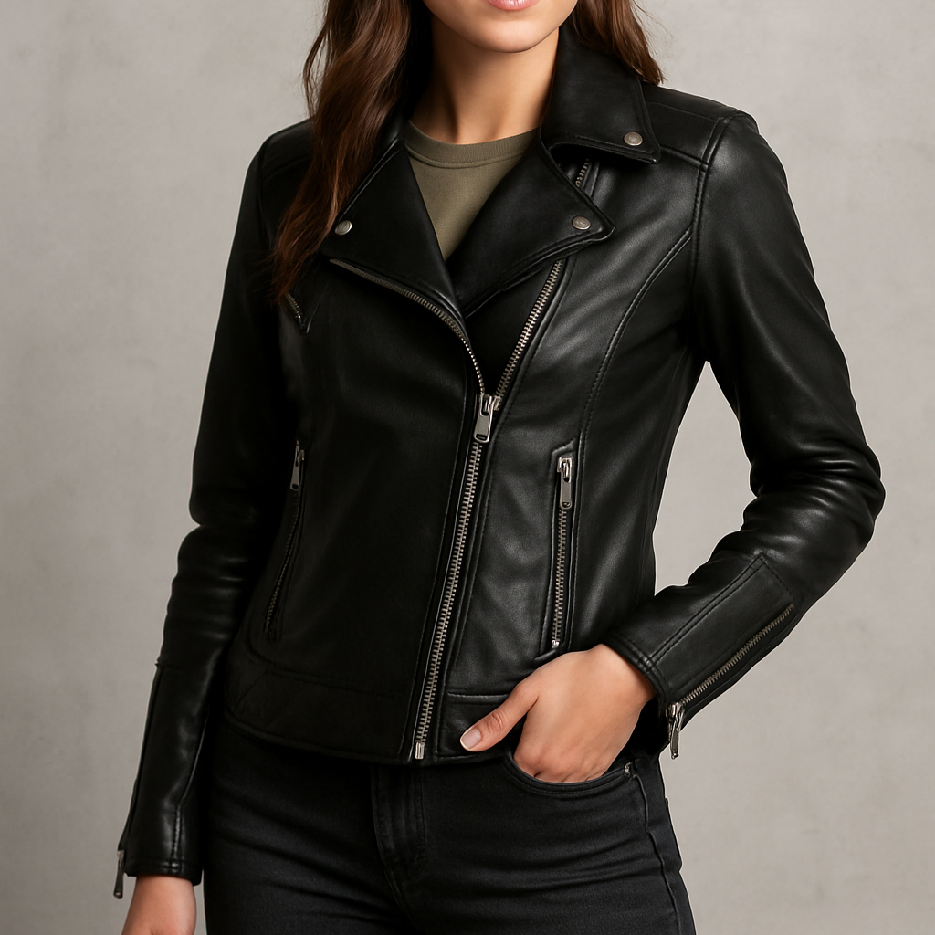 Real Leather Jacket Handmade jackets Ladies jackets Black jacket Ladies jackets Leather biker jacket