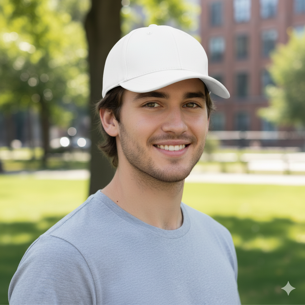 White Pure Leather Baseball Cap - Adjustable Strap & Genuine Leather Snapback Hat Unisex Pure Leather Cap