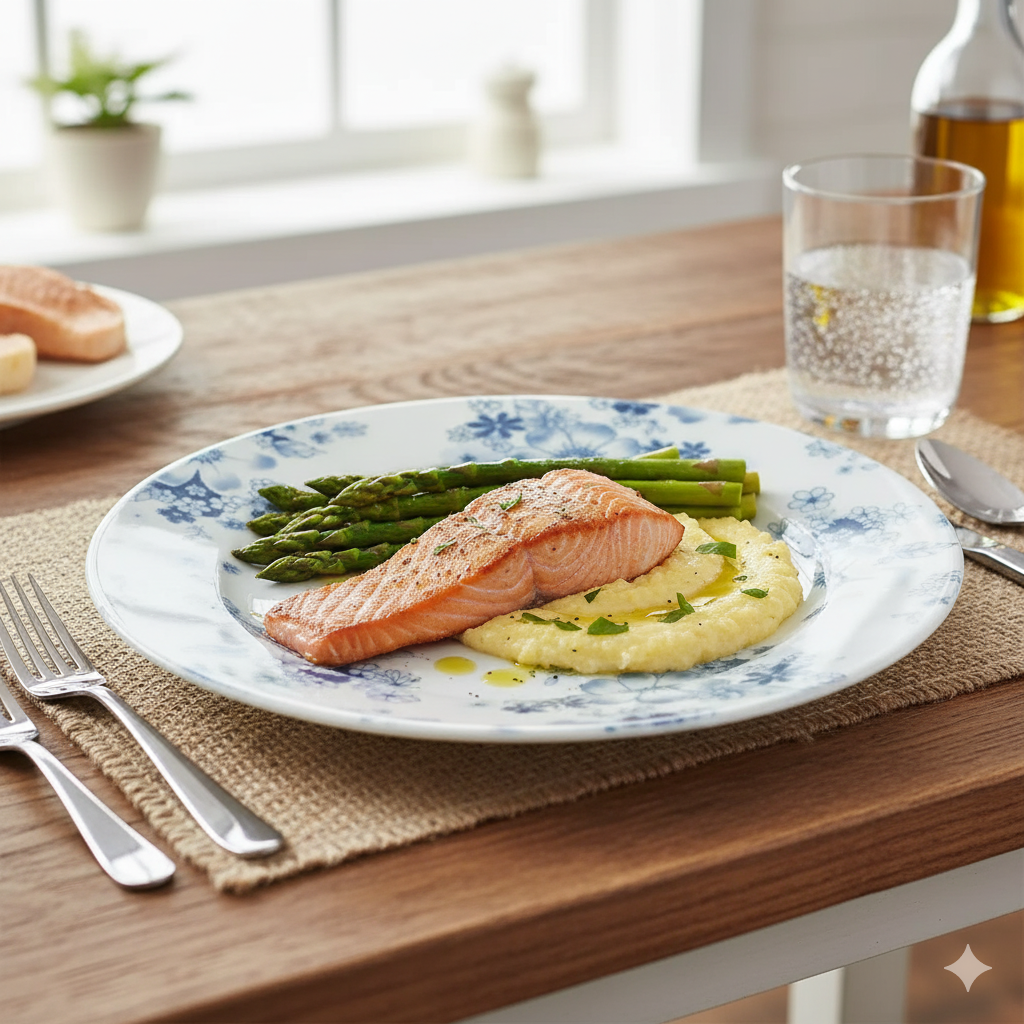 Hand Painted Blue Floral Porcelain Hana Glaze Dinner Plate