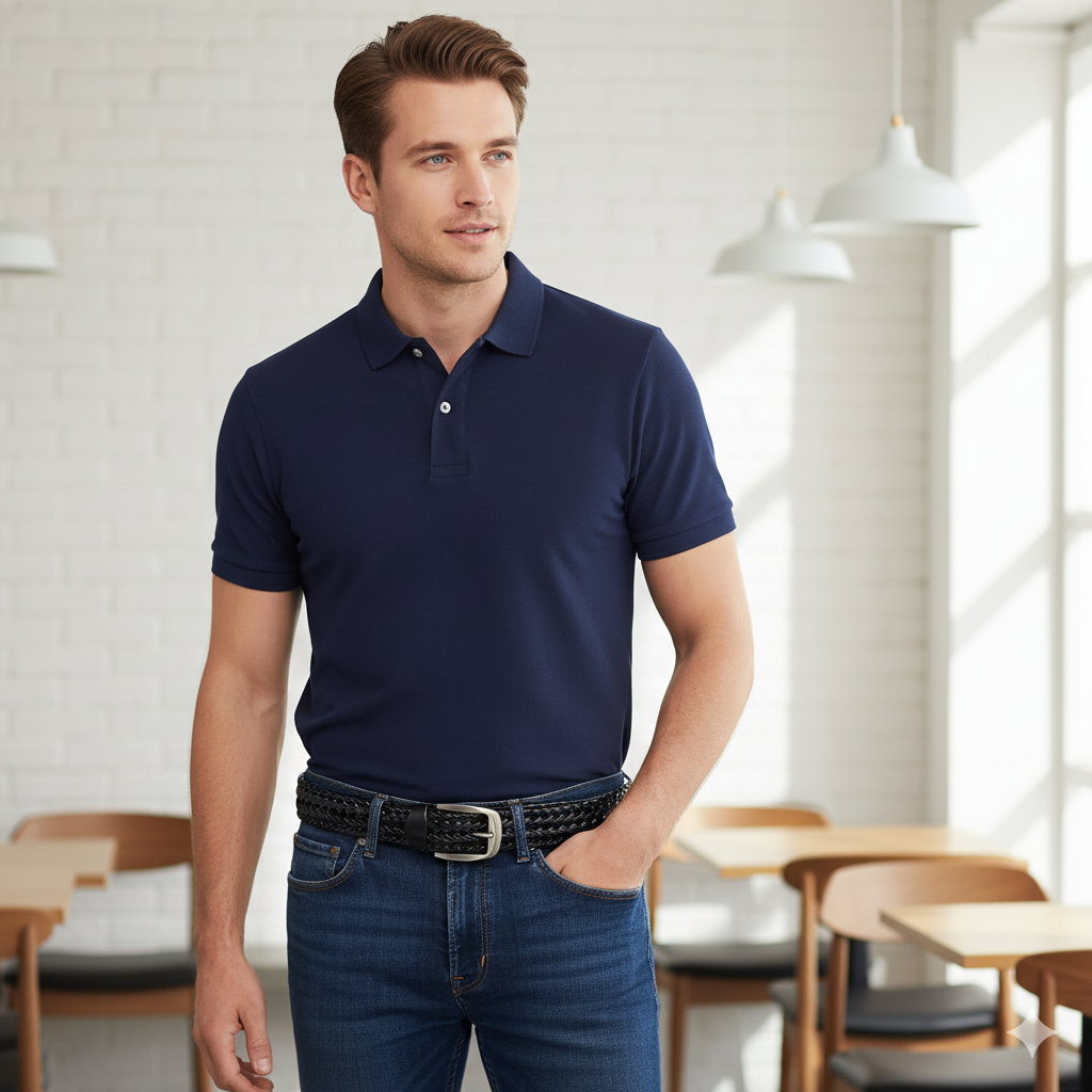 Stylish Braided Men’s Leather Belt – Brown | Genuine Leather with Golden Buckle