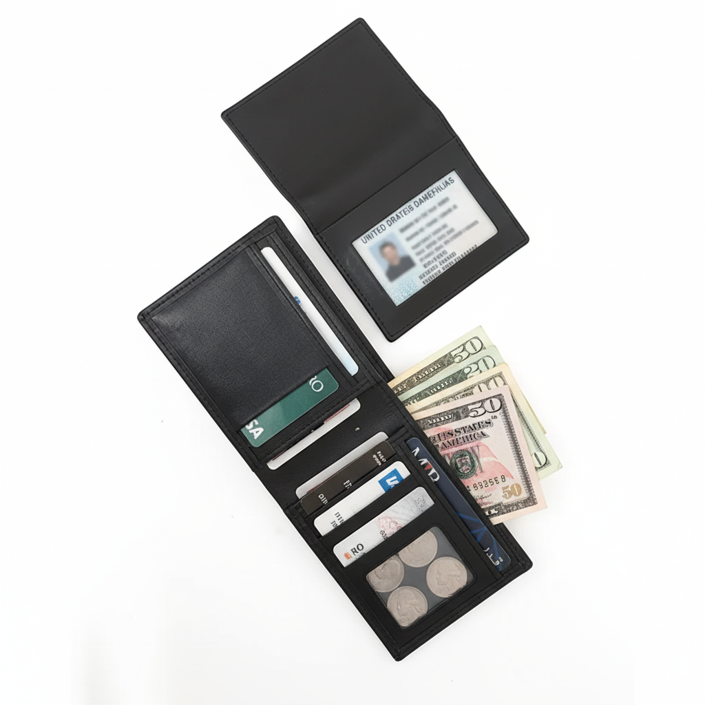 Men’s Leather Wallet with Detachable ID Card Holder