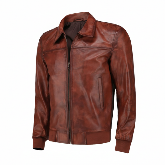 Handmade Leather Jacket Bomber Jacket Men Leather Jacket