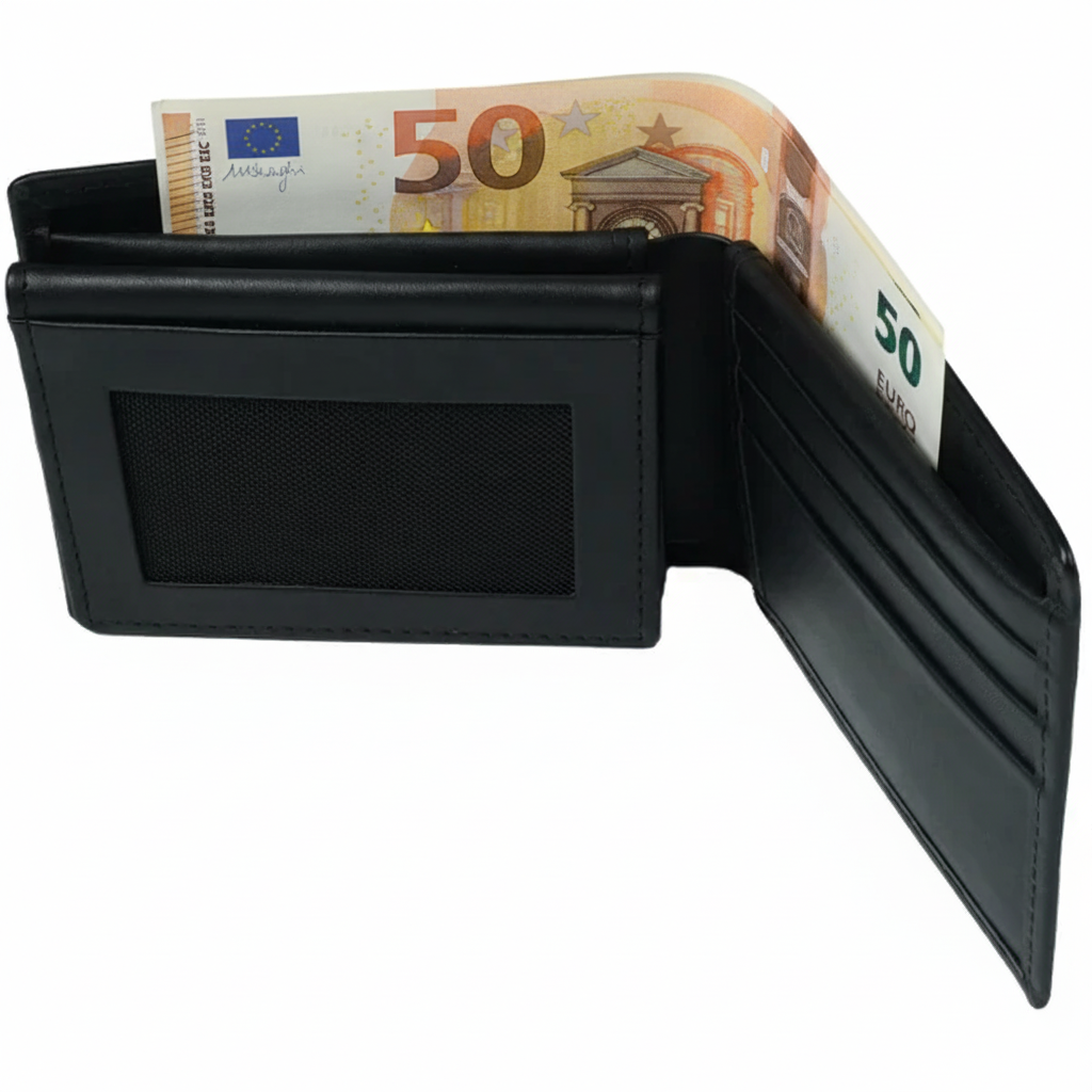 Multi Fold Natural Cowhide Leather Men’s Wallet – Slim Bifold Card & Cash Holder  Black or Dark Brown