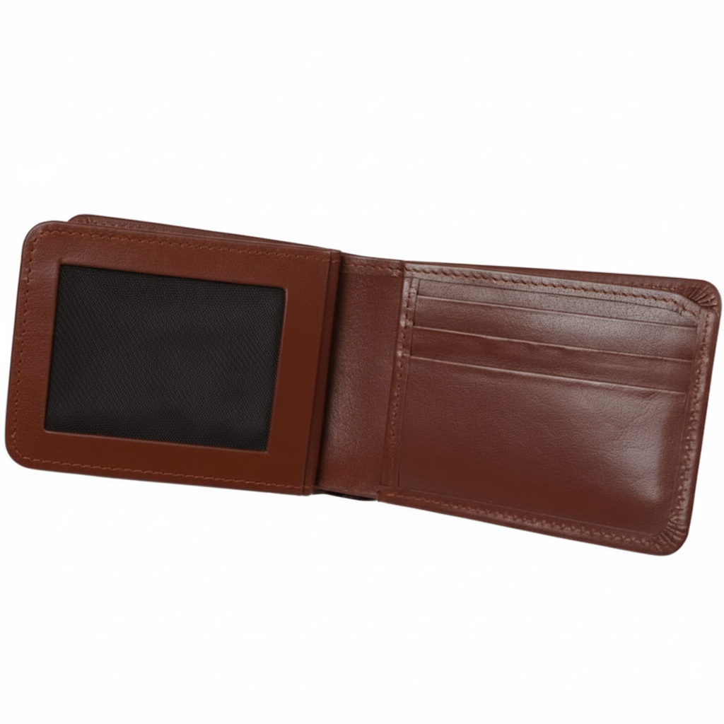 Three Pocket Leather Mens Wallet Card Holder & Cash Wallet –Tan Brown Handmade Gift