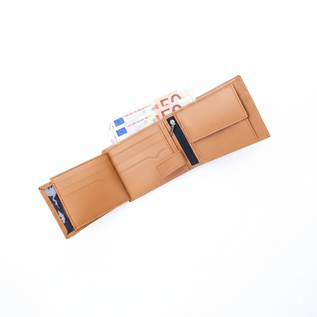 Men’s Leather Bi-Fold Wallet  Compact with Coin Pocket Unisex leather wallet