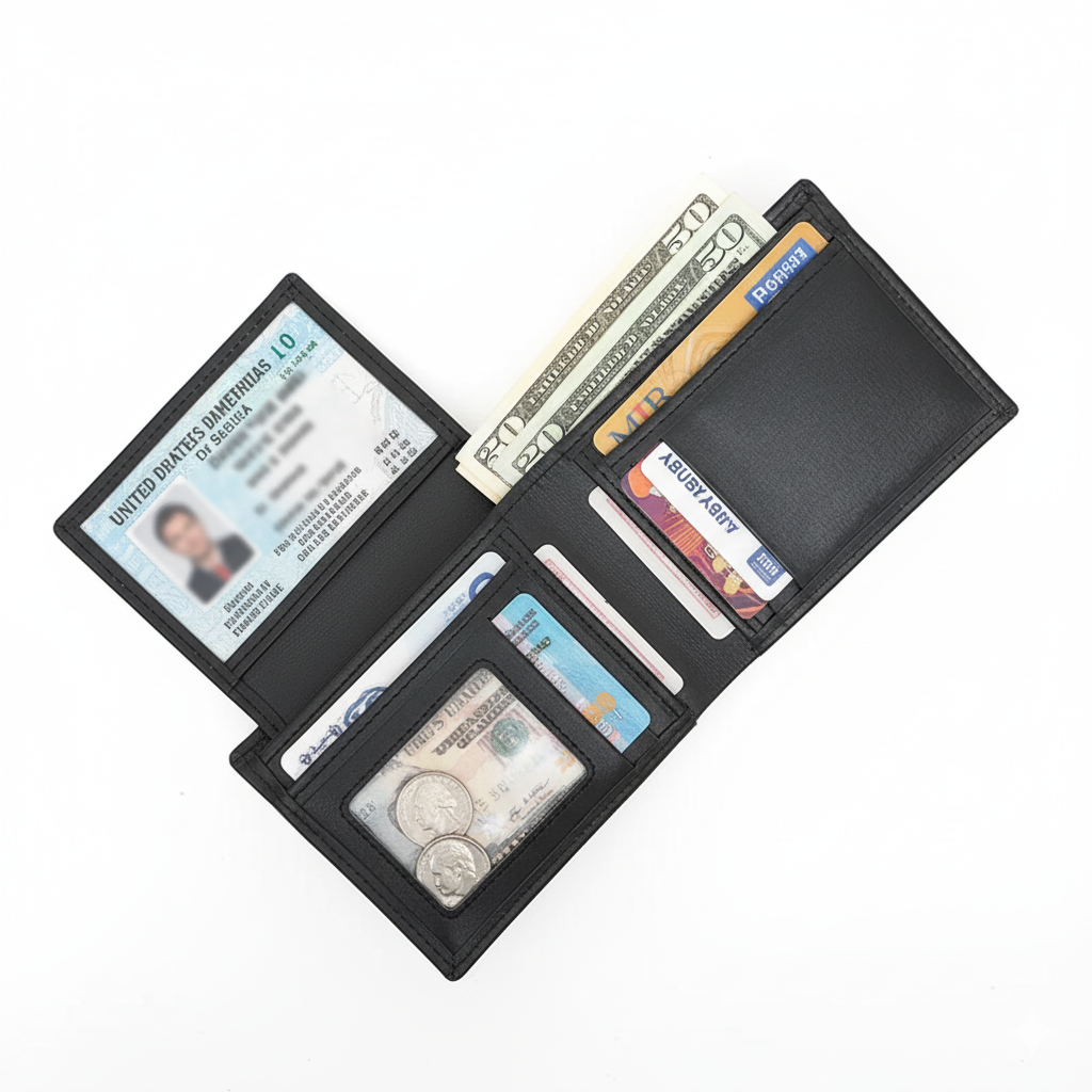 Men’s Leather Wallet with Detachable ID Card Holder