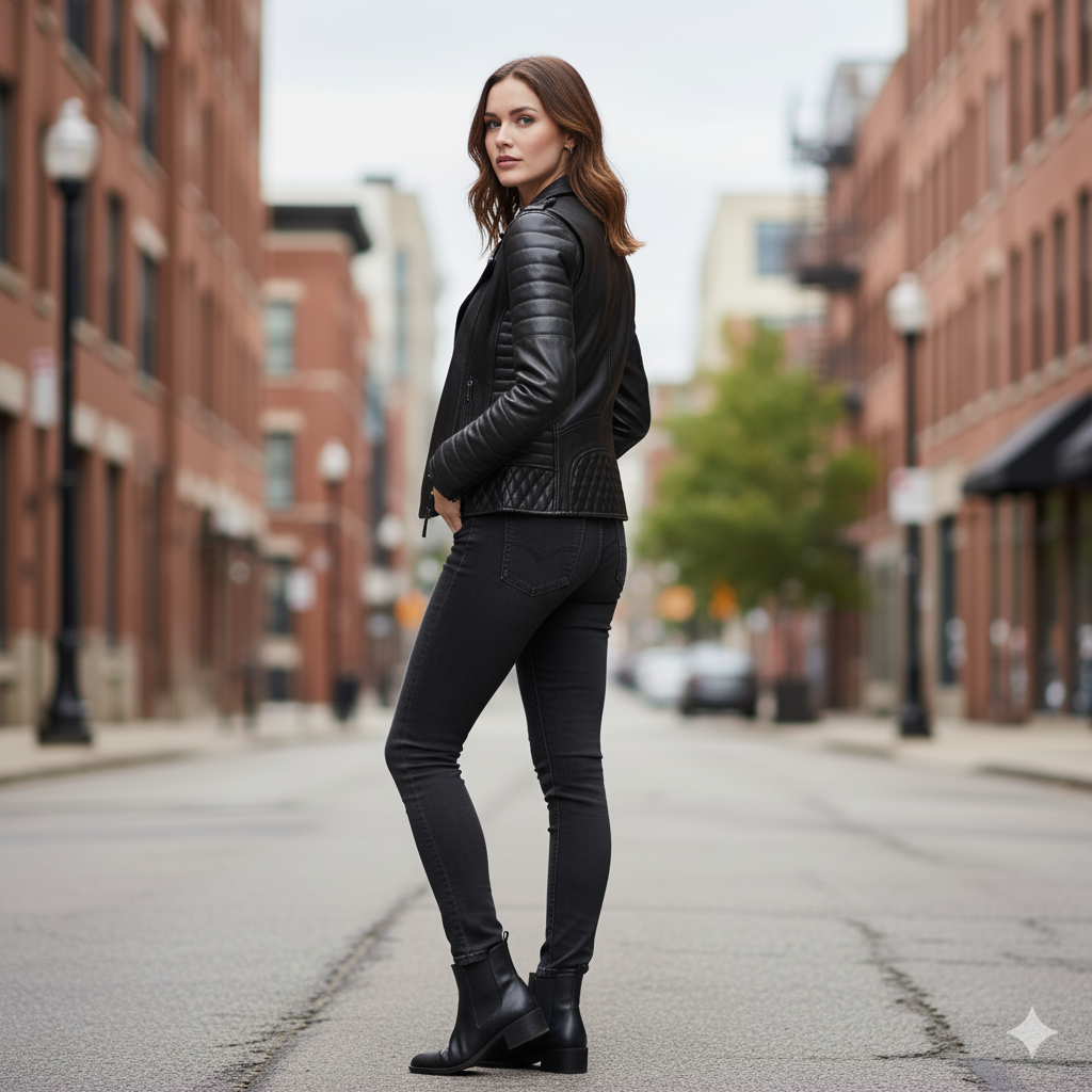 Real Leather Jacket Handmade jackets Ladies jackets Black jacket Ladies jackets Leather biker jacket